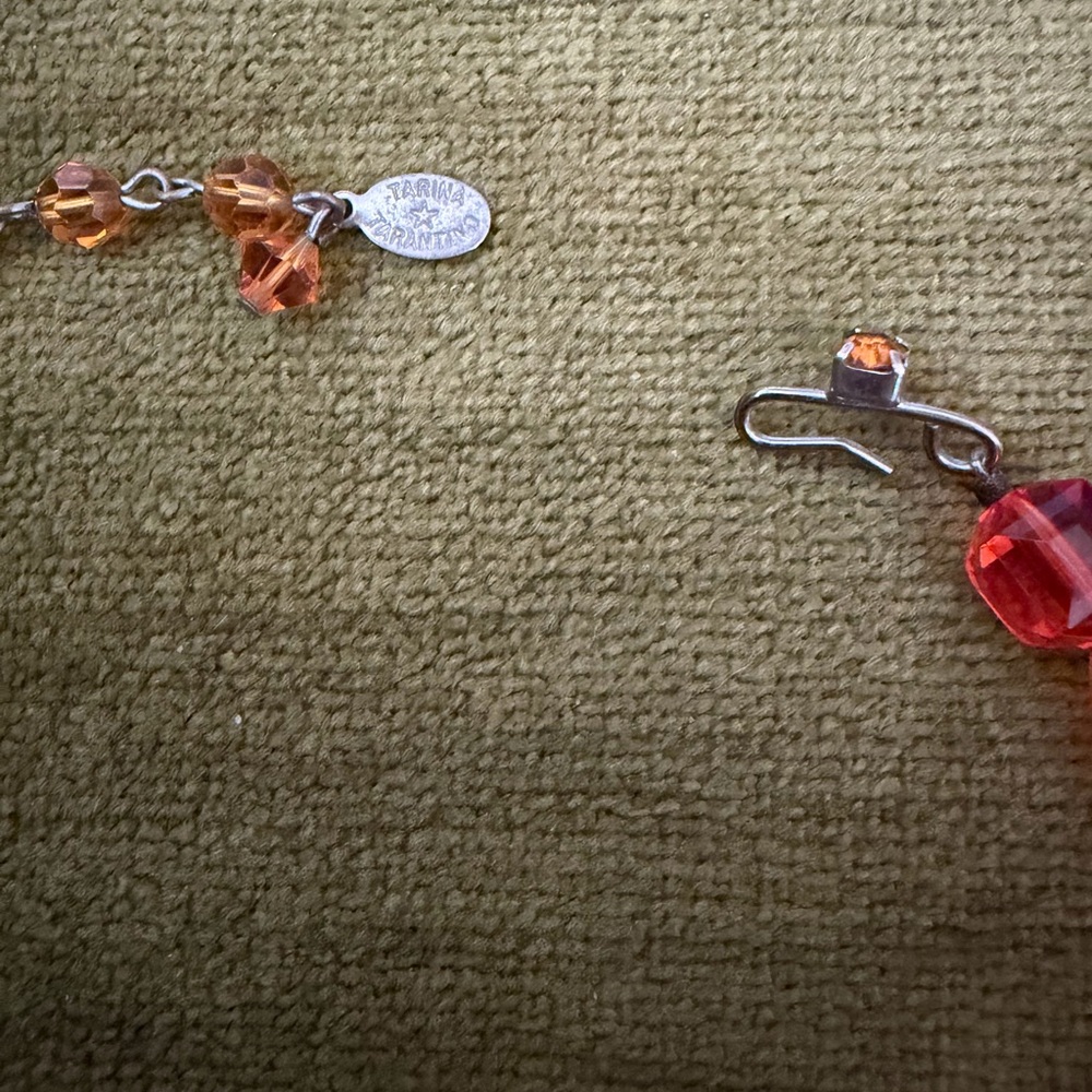 Tarina Tarantino Orange Lucite Cube Necklace - Picture 2 of 3